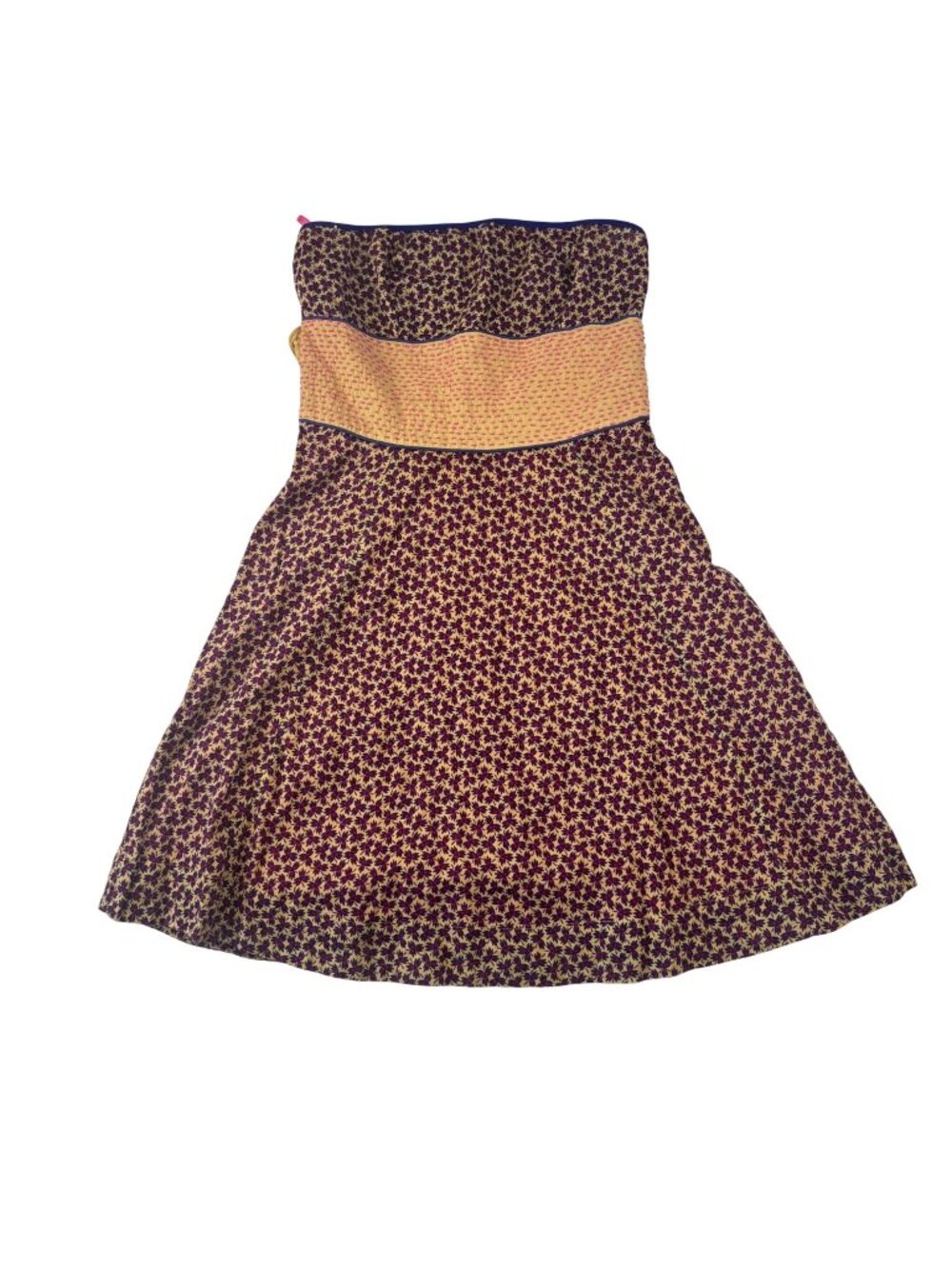Vintage Y2K Free People 6 Strapless Floral Print Summer Dress Boho Artsy Sun